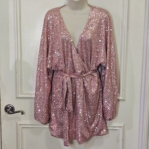 Princess Polly EarthClub Pink Sequin DancingQueen Faux Wrap MiniDress,Size 8,NWT